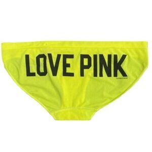 Victorias Secret PINK Sport Extra Low Rise YOGA Bikini LOVE PINK print yellow M